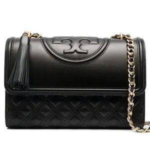 Tory Burch Fleming Black Quilted Leather Bag
